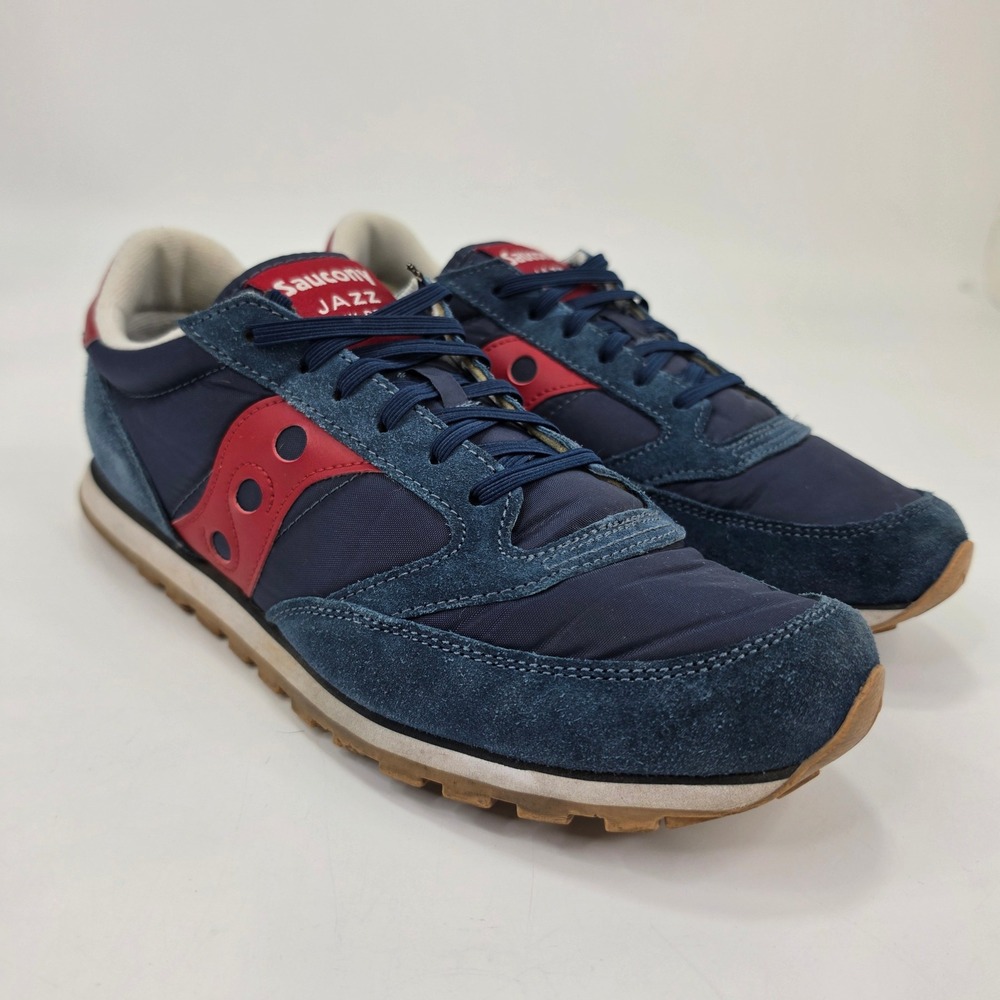 Saucony Jazz Low Pro Sneakers Navy Blue Red Mens Size 11 Suede Nylon S2866-167